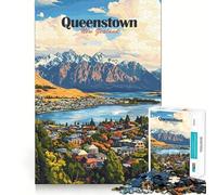 Rompecabezas de 1000 Piezas,Paisaje de Queenstown,Nueva Zelanda Arte preciso para armar articulaciones Juguete para ejercitar la Mente Tiempo de Juego Tranquilo Pieza de Arte navideña 50x75cm