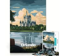 Rompecabezas de 1000 Piezas Paisaje del Castillo de Orlando,Piezas de Corte Limpio,Juguete para Desafío Mental,Momento de Calma,Diversión,Obra de Arte Navideña (38x26cm)