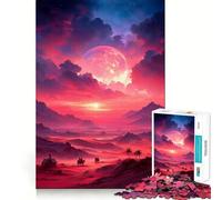 Rompecabezas de 1000 Piezas Paisaje desértico con Luna Rosa para Adolescentes Juguete de lógica para Jugar en Grupo Corte de precisión Regalo Original (50x75cm)