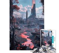 Rompecabezas de 1000 Piezas Paisaje fantástico con río de Lava Un Reto Educativo Divertido y Original Decoración de Pared para niños a Partir de 14 años (50x75cm)