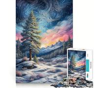 Rompecabezas de 1000 Piezas Paisaje Invernal de Van Gogh para Adultos Juego de Memoria Divertido Componentes Resistentes y de Corte Limpio aliviar el estrés (38x26cm)