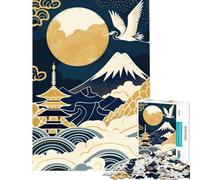 Rompecabezas de 1000 Piezas Paisaje japonés con grulla y Pagoda Juego Familiar Que desafía la Inteligencia Juguete adictivo Gran Regalo para los Amantes de los Juegos Que mejoran la Memoria (38x52cm)