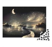Rompecabezas de 1000 Piezas Paisaje Marino de la Noche Estrellada del Estadio del Real Madrid para Adultos. Juego Educativo. Hermosa decoración. Desafío de Alta dificultad. Regalo 52x38cm