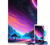 Rompecabezas de 1000 Piezas Paisaje Neón Sueño para Adultos y Adolescentes Juguete de lógica Clara para Relajarse Corte Artículo de Santa Claus (38x26cm)
