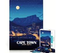Rompecabezas de 1000 Piezas,Paisaje Nocturno de Ciudad del Cabo,Sudáfrica Corte preciso Decoración para estimular la lógica y el Pensamiento Juego Relajante (50x75cm)