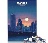 Rompecabezas de 1000 Piezas: Paisaje Nocturno de Manila, Filipinas. Ideal para Adultos. Juego de Papel. Un desafío Perfecto Navidad o cumpleaños. Medidas: 38 x 26 cm.