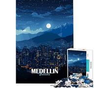 Rompecabezas de 1000 Piezas Paisaje Nocturno de Medellín Colombia Juego Familiar Que desafía la Inteligencia Juguetes adictivos Gran Regalo para Juegos y cumpleaños (Tamaño 50x75cm)