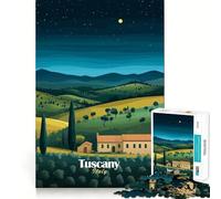 Rompecabezas de 1000 Piezas Paisaje Nocturno Toscano Bordes limpios Decoración Problem Solve Diversión Fácil Tiempo Divertido Decoración de Navidad Regalo (38x52cm)