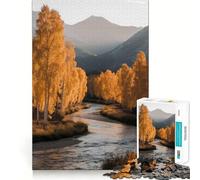 Rompecabezas de 1000 Piezas Paisaje otoñal con río y árboles Dorados Arte de Corte preciso Un Reto para ejercitar la Mente Regalo Ideal para el Tiempo Divertido para la de la Pared en Navidad