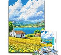 Rompecabezas de 1000 Piezas: Paisaje Rural idílico con cabaña, análisis y lógica, Juegos de relajación para niños a Partir de 14 años, 38x26cm