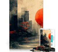 Rompecabezas de 1000 Piezas Paisaje Urbano al Atardecer Rojo para Adultos Ideal para ejercitar la Memoria y Disfrutar del Tiempo Libre Diseño para armar Colección de Arte (50x75cm)