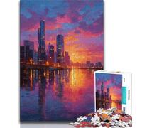 Rompecabezas de 1000 Piezas Paisaje Urbano bajo la Puesta de Sol para Adolescentes y Adultos, Ideal como Juego Educativo, Juguete, decoración única para el hogar y Regalos (50x75cm)