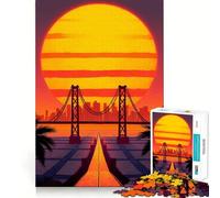 Rompecabezas de 1000 Piezas Paisaje Urbano con Puente al Atardecer y Palmeras para Adolescentes Ideal para Relajarse, desconectar y Disfrutar de una Obra de Arte nítida 50x75cm