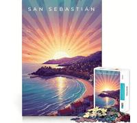 Rompecabezas de 1000 Piezas Paisaje Urbano costero de San Sebastián al Atardecer para Adultos y Adolescentes Recuerda armarlo despacio y disfrutarlo Arte de Corte preciso Coleccionable (38x26cm)