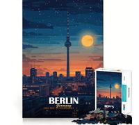Rompecabezas de 1000 Piezas Paisaje Urbano de Berlín,Alemania,de Noche Corte preciso Juego de lógica Juego Relajante Arte (38x52cm)