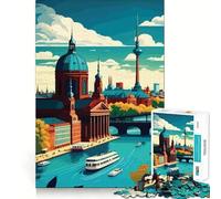 Rompecabezas de 1000 Piezas,Paisaje Urbano de Berlín,Corte Exacto,Juego de lógica,Juego Relajante, (38x52cm)