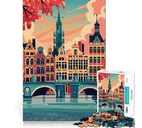 Rompecabezas de 1000 Piezas Paisaje Urbano de Bruselas,diseño de líneas nítidas,Ideal para desarrollar la lógica,Relajarse y divertirse en cumpleaños (50x75cm)