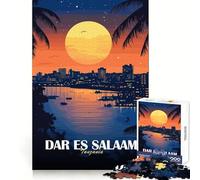 Rompecabezas de 1000 Piezas Paisaje Urbano de Dar Es Salaam,Tanzania Decoración con Bordes limpios Actividad para la Mente Inteligente Tiempo Libre Divertido Arte 38x26cm