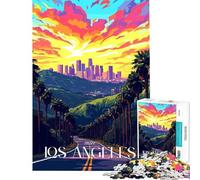 Rompecabezas de 1000 Piezas Paisaje Urbano de Los Ángeles al Atardecer Ideal para cumpleaños Navidad o decoración de Pared Juguete Educativo para Mayores de 14 años (38x26cm)