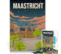 Rompecabezas de 1000 Piezas Paisaje Urbano de Maastricht,Horizonte de Limburgo,Piezas de Corte Limpio,desafío Mental,Juguete,Momento de Calma,diversión,Pieza de Arte navideña (38x52cm)