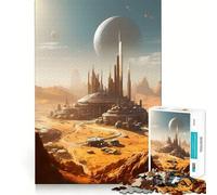 Rompecabezas de 1000 Piezas Paisaje Urbano de Marte, Planeta Rojo para Adolescentes Rompecabezas Inteligente, Juguete para Pensar, Relajarse, Corte Limpio, Regalo para Festivales (38x52cm)