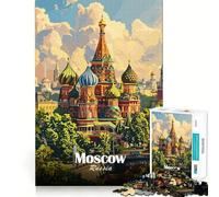 Rompecabezas de 1000 Piezas,Paisaje Urbano de Moscú,Rusia,ilustración artística,Corte Exacto,Juguete Inteligente para el Cerebro,Juego para Relajarse,decoración navideña (38x52cm)