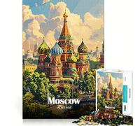 Rompecabezas de 1000 Piezas,Paisaje Urbano de Moscú,Rusia,ilustración artística,Corte preciso,Juego cognitivo,diversión,Tiempo Libre,Escena navideña,Arte (50x75cm)