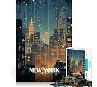 Rompecabezas de 1000 Piezas Paisaje Urbano de Nueva York de Noche Juguete Divertido para Resolver Problemas Juego Tranquilo para Relajarse Regalo de decoración navideña (38x26cm)