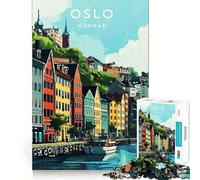 Rompecabezas de 1000 Piezas,Paisaje Urbano de Oslo,Corte preciso,Arte,diversión cognitiva,Juego,Tiempo Libre,Escena navideña,Arte (38x52cm)