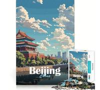 Rompecabezas de 1000 Piezas - Paisaje Urbano de Pekín Corte preciso Juego Divertido para Pensar Tiempo Libre Diversión Arte navideño para el hogar (50x75cm)