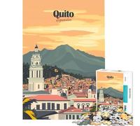 Rompecabezas de 1000 Piezas Paisaje Urbano de Quito Ecuador póster de Viaje Arte para Juego Educativo Juguete de desafío Regalo para cumpleaños tamaño 38x26cm