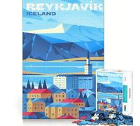 Rompecabezas de 1000 Piezas,Paisaje Urbano de Reikiavik,Islandia,Ajuste, Arte,Habilidad Creativa,Juguete,Tiempo de Descanso,Juego,decoración navideña (50x75cm)