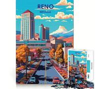 Rompecabezas de 1000 Piezas,Paisaje Urbano de Reno,Nevada,Arte de Corte preciso,diversión cognitiva,Juego de Ocio,Escena navideña (38x52cm)