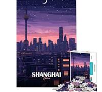 Rompecabezas de 1000 Piezas Paisaje Urbano de Shanghái China de Noche para Juegos educativos Juguetes didácticos Regalos para cumpleaños y decoración del hogar tamaño 38x26cm