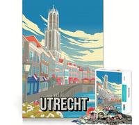 Rompecabezas de 1000 Piezas Paisaje Urbano de Utrecht Países Bajos Silueta de la Ciudad Corte preciso decoración lógica Pensamiento Juego Tiempo de Juego decoración navideña Regalo (50x75cm)