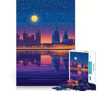 Rompecabezas de 1000 Piezas Paisaje Urbano Nocturno con Reflejos,Juego preciso para armar,Actividad Cerebral,diversión,Tiempo Libre,Regalo de cumpleaños (38x26cm)