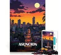 Rompecabezas de 1000 Piezas Paisaje Urbano Nocturno de Asunción,Paraguay Corte Suave Juego Mental Regalo Ideal para un Momento de Juego Relajante Pieza de Arte navideña (38x26cm)