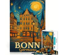 Rompecabezas de 1000 Piezas,Paisaje Urbano Nocturno de Bonn,Alemania Pintura precisa Ideal para armar Rompecabezas,ejercitar la Mente,Disfrutar de Momentos de Paz y Decorar en Navidad 38x52cm