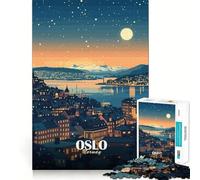 Rompecabezas de 1000 Piezas Paisaje Urbano Nocturno de Oslo,Noruega Juguete Divertido para Resolver Problemas Juego Tranquilo para Momentos de Ocio Decoración navideña Regalo (38x52cm)