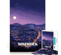 Rompecabezas de 1000 Piezas Paisaje Urbano Nocturno de Windhoek, Namibia Corte preciso Divertido desafío Mental Juguete para Relajarse Juego de cumpleaños Arte y diversión (50x75cm)