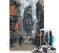 Rompecabezas de 1000 Piezas Paisaje Urbano Steampunk con estructuras mecánicas Juguete Educativo Carrera de Velocidad Manual con Piezas de Formas aleatorias Que encajan Perfectamente 38x26cm