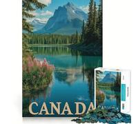 Rompecabezas de 1000 Piezas Paisajes Naturales de Canadá - Majestuosas montañas y Lago Mirror Póster de Viaje Piezas de Corte Limpio Juguete para desarrollar la Capacidad cognitiva Momento