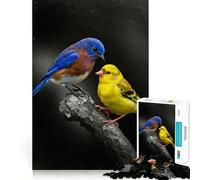 Rompecabezas de 1000 Piezas Pájaro Azul y pájaro Amarillo en una Rama Arte de Ajuste, Actividad de Juego Inteligente,Juego Divertido para el Tiempo Libre,Regalo de cumpleaños 38x26cm