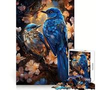 Rompecabezas de 1000 Piezas Pájaros Azules en Flores para Adultos Desarrolla la Memoria, estimula la Memoria, Evita distracciones y CREA una Experiencia Festiva Sorprendente (50x75cm)