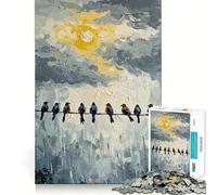 Rompecabezas de 1000 Piezas Pájaros en un Alambre Pintura de Corte Suave Juego cognitivo Regalo Ideal para Momentos de Juego relajantes Juego de cumpleaños (50x75cm)