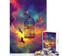 Rompecabezas de 1000 Piezas: pájaros escapando de una Jaula Decoración del hogar Juguetes Grandes Regalos y Juguetes Juego práctico Descompresión Intelectual Tamaño: 38x26cm
