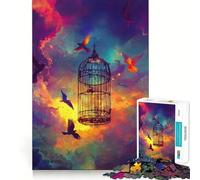 Rompecabezas de 1000 Piezas Pájaros escapando de una Jaula Juego Creativo para ejercitar la Mente Un Juego Ideal para Pasar un rato Agradable Regalo de cumpleaños (38x52cm)