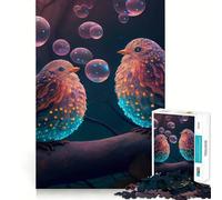 Rompecabezas de 1000 Piezas Pájaros y Burbujas Corte preciso Juego Divertido para Pensar Tiempo Libre Diversión navideña Decoración para el hogar (50x75cm)