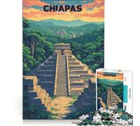Rompecabezas de 1000 Piezas Palenque Mayan Ruins Chiapas Mexico | 75x50cm El montaje del patrón es un reto para completarlo Regalos de cumpleaños y únicos.