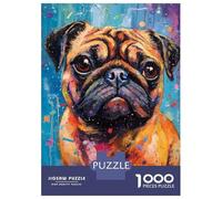 Rompecabezas De 1000 Piezas Palette Pug Dog Painting Rompecabezas para Adultos Juego De Ingenio Difícil Difícil Único Cumpleaños Y Regalos 38x26cm/1000pcs